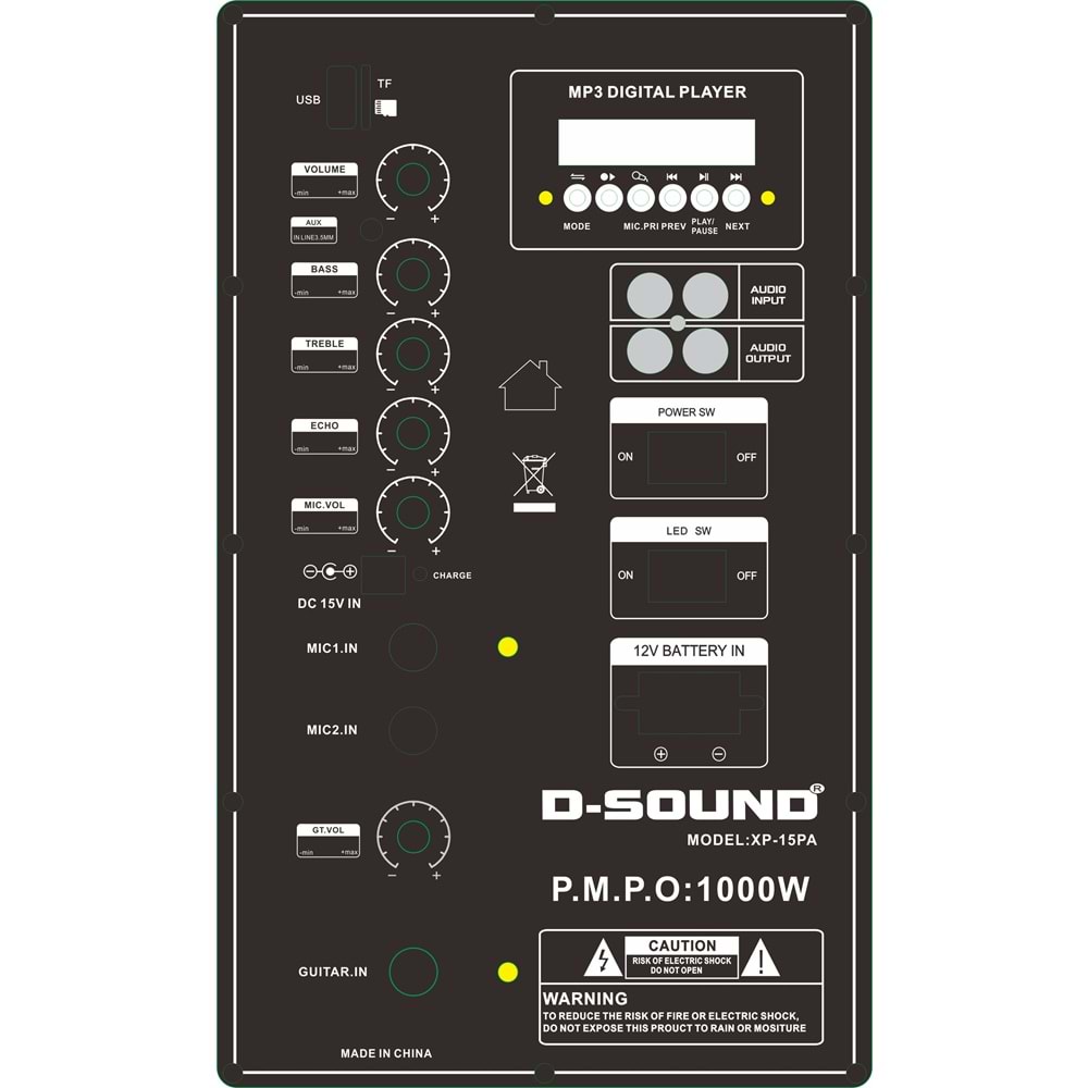 D-Sound Xp-15Pa 15 Taşınabilir Şarjlı Hoparlör