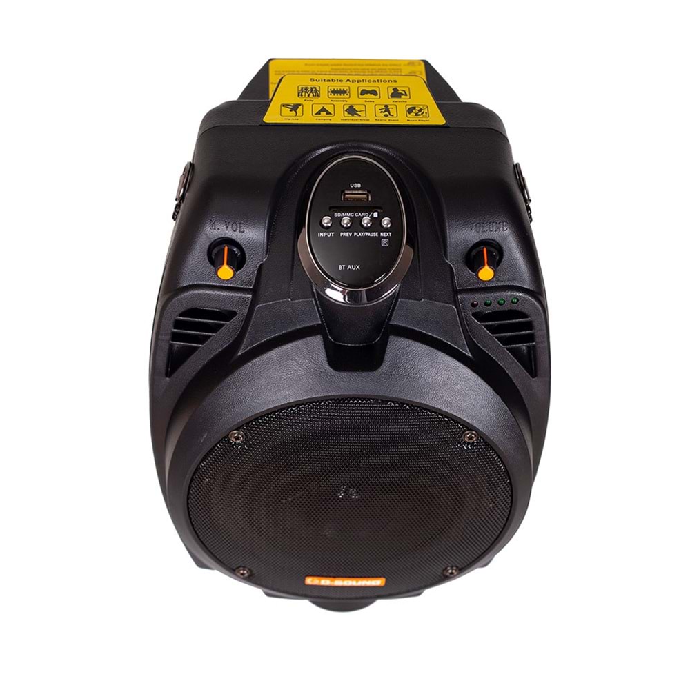 D-Sound Pa-065 130W Siyah Amfi Taşınabilir Şarjlı Hoparlör