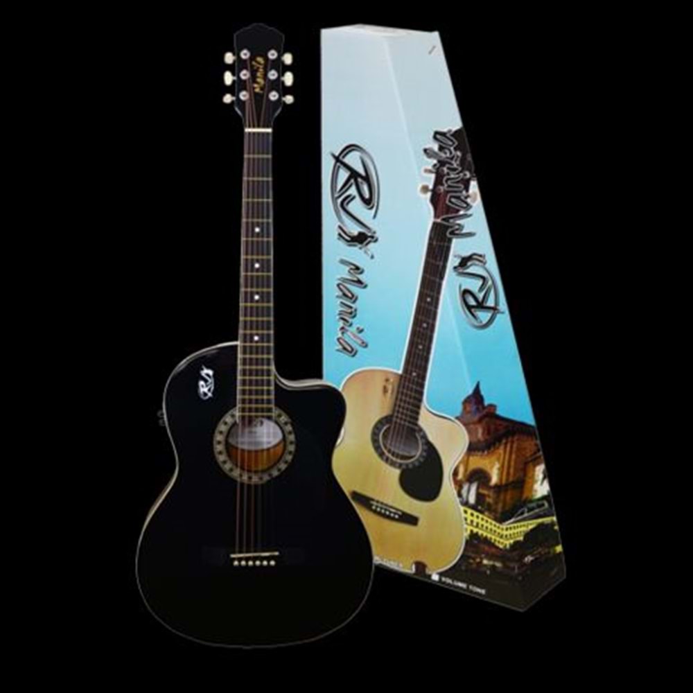 Manilla İnce Kasa Travel(Seyahat) 38''Elektro Akustik Gitar Siyah