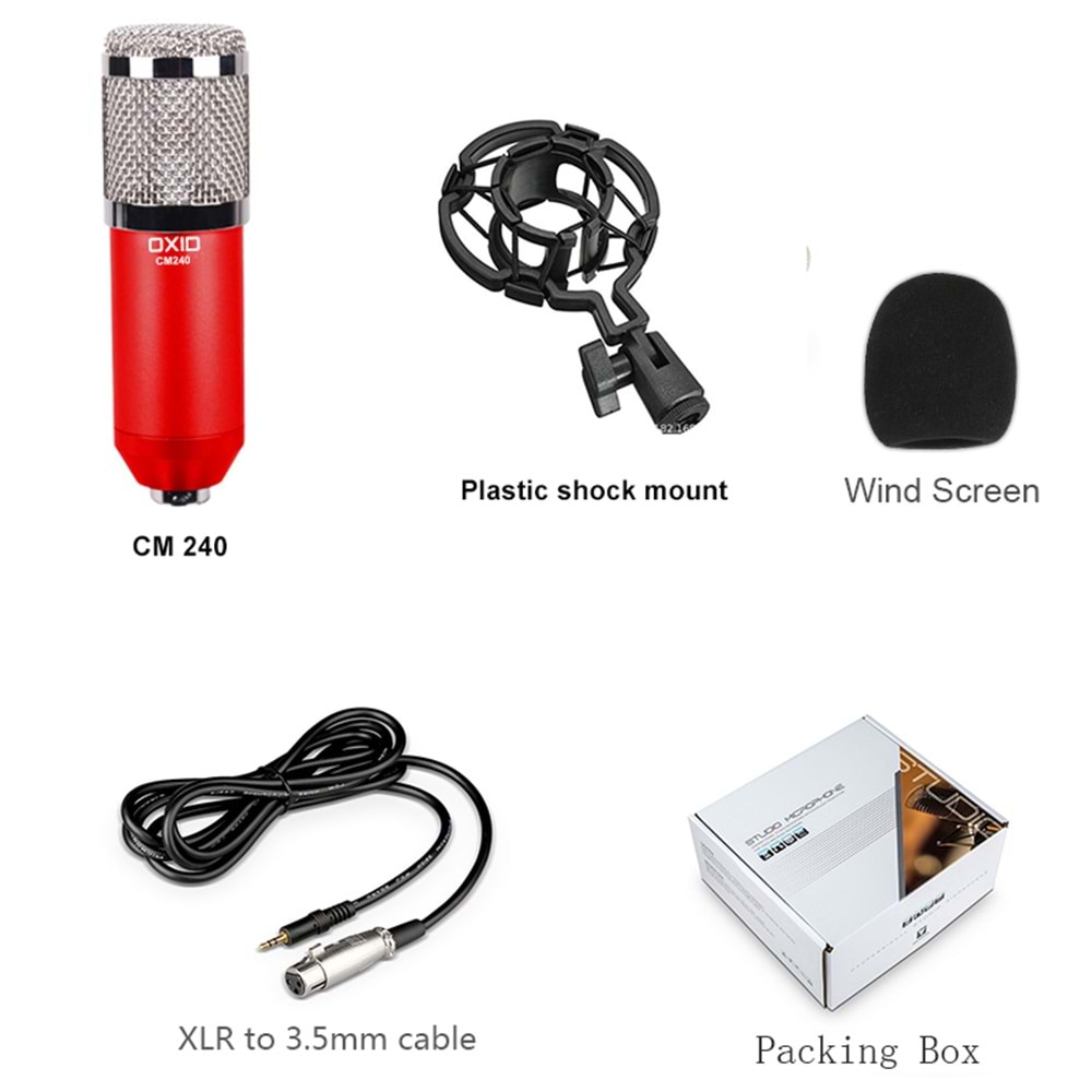 Oxid Cm-240 Kırmızı Condenser Mikrofon