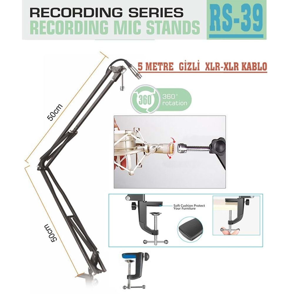 D-Stand Rs-39 50Cm Kablolu Recording Microphone Stand