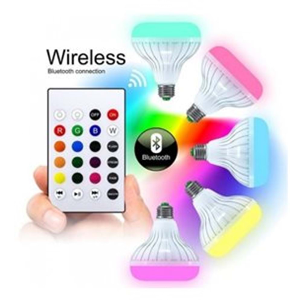 Akilli Led Ampül Hoparlör Bluetooth ve Kumandali