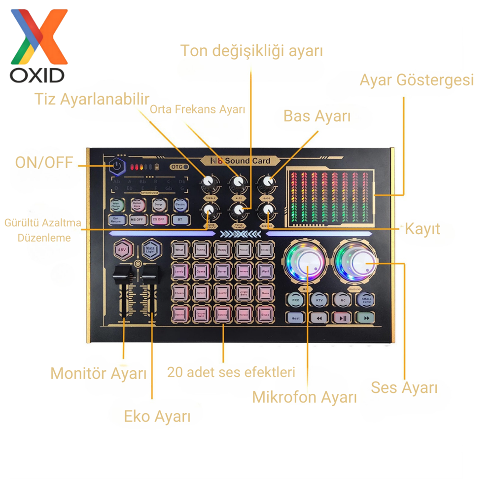 Oxid N8 ve 48V Phantom Podcast Youtuber Ses Kartı Seti