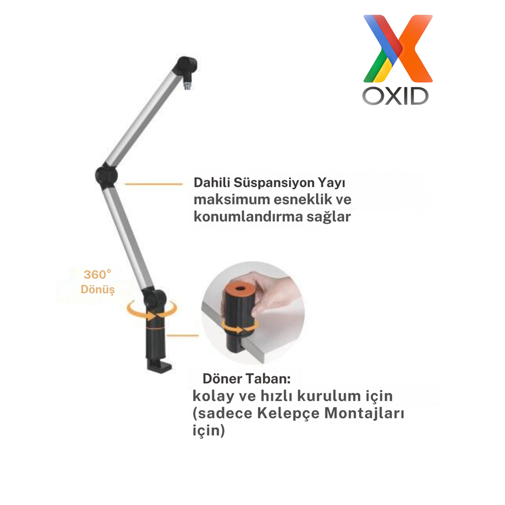 Oxid MMS-06 Gri Broadcast Stüdyo Mikrofon Standı