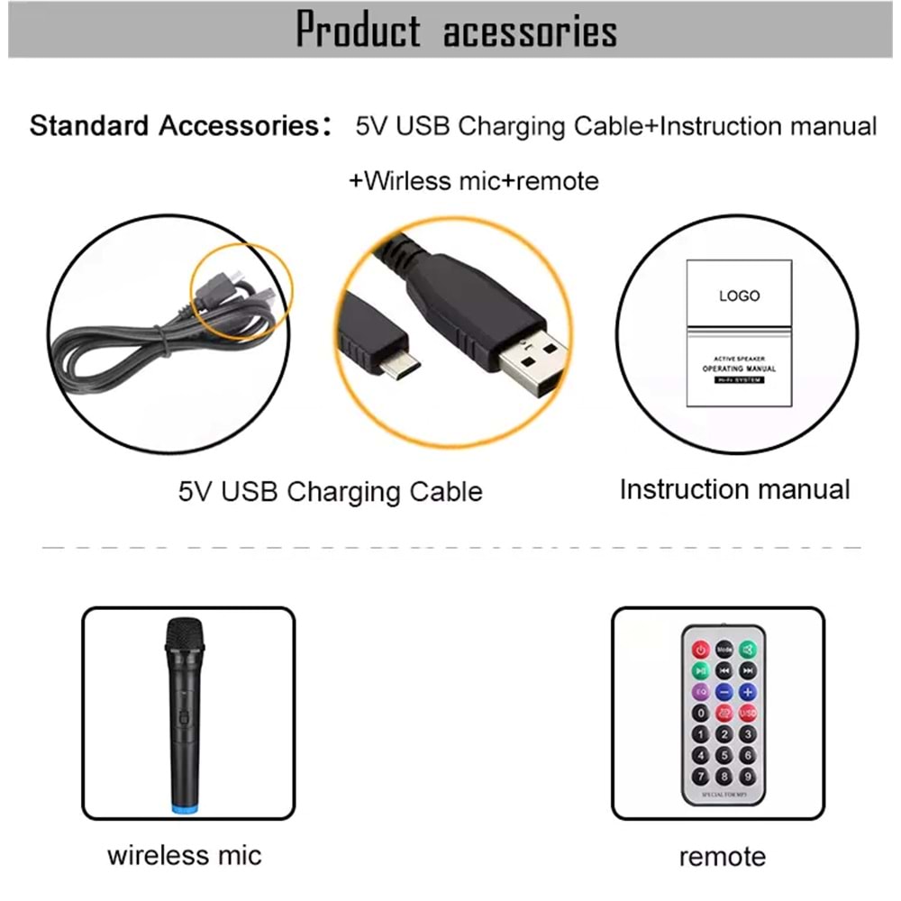 Lt-1205 Şarzlı ve Bluetooh ve Telsiz Mikrofonlu Karaoke Party Box Taşınabilir Şarjlı Hoparlör