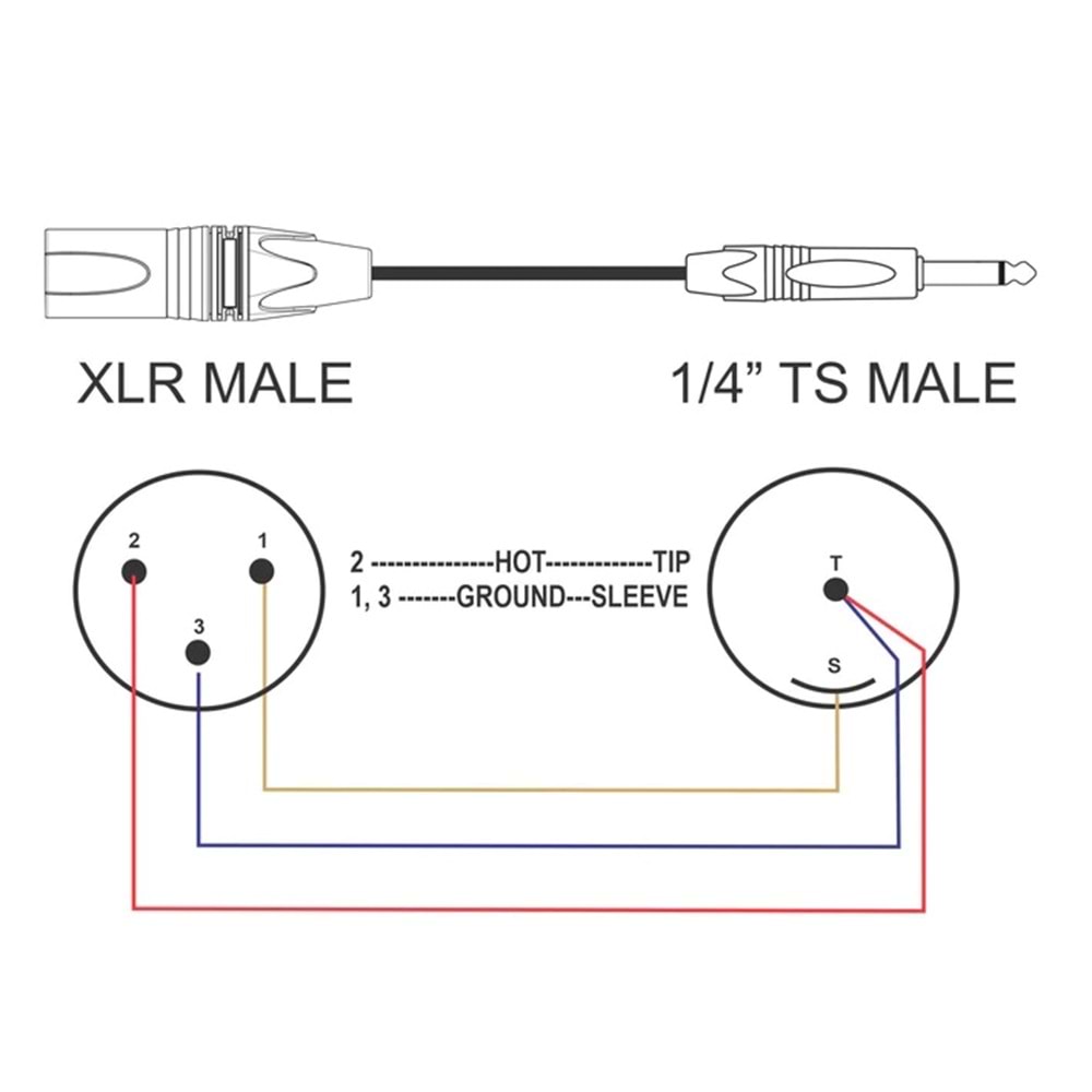 Xlr-Ts Xlr Male Ts Male Unbalanced Mic/Audio Cable