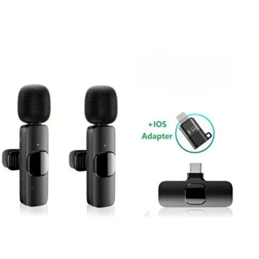 K9 Kablosuz Yaka Mikrofon Android iPhone Cep Telefonu Podcast 2 Lİ