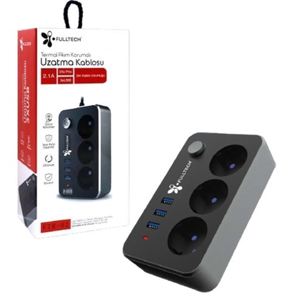 Fulltech Ftr-0 23 Priz 3 Usb Termal Akım Korumalı Uzatma Priz
