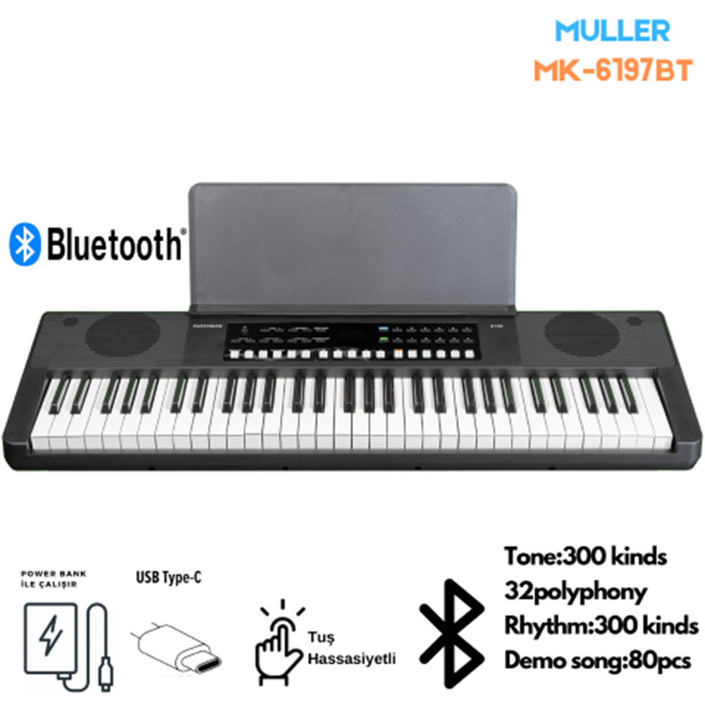 Müller MK-6197BT 61 tuş org tuş hassasiyetli Bluetoothlu