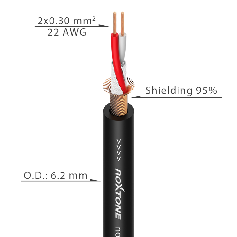 Roxtone MC230 profesyonel stereo ve balanslı mikrofon kablosu