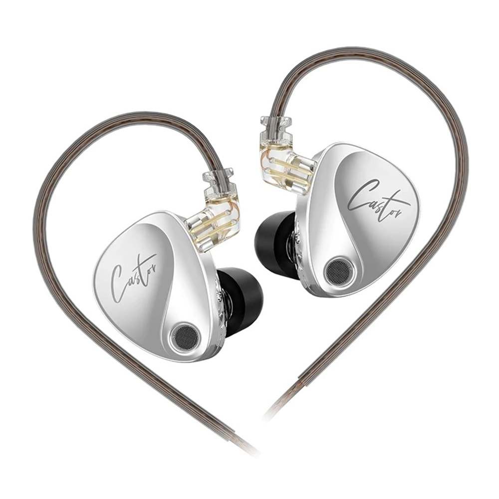 KZ Castor Kulak HiFi Kulaklık 2 Dinamik High-end Ayarlanabilir dengeli armatür In-Ear Monitör Kulakiçi Kulaklık (Silver-Gri)