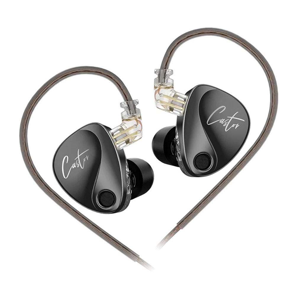 KZ Castor Kulak HiFi Kulaklık 2 Dinamik High-end Ayarlanabilir dengeli armatür In-Ear Monitör Kulakiçi Kulaklık (Black-Siyah)