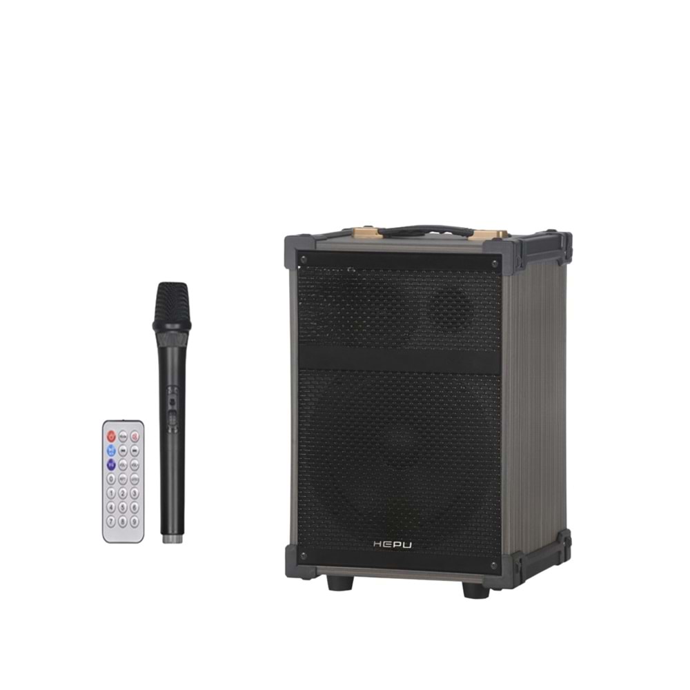 Hepu HP903 Partybox Bluetooth Hoparlör 8” 40W Kablosuz Mikrofon Kumanda TWS Destekli Taşınabilir Ses Sistemi