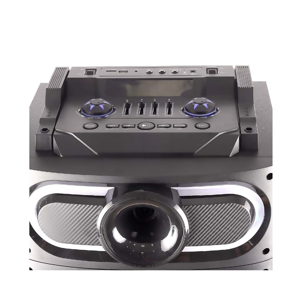 Hepu HP918 Partybox Bluetooth Hoparlör 80W RGB 2 Kablosuz Mikrofon Kumandalı Ses Sistemi