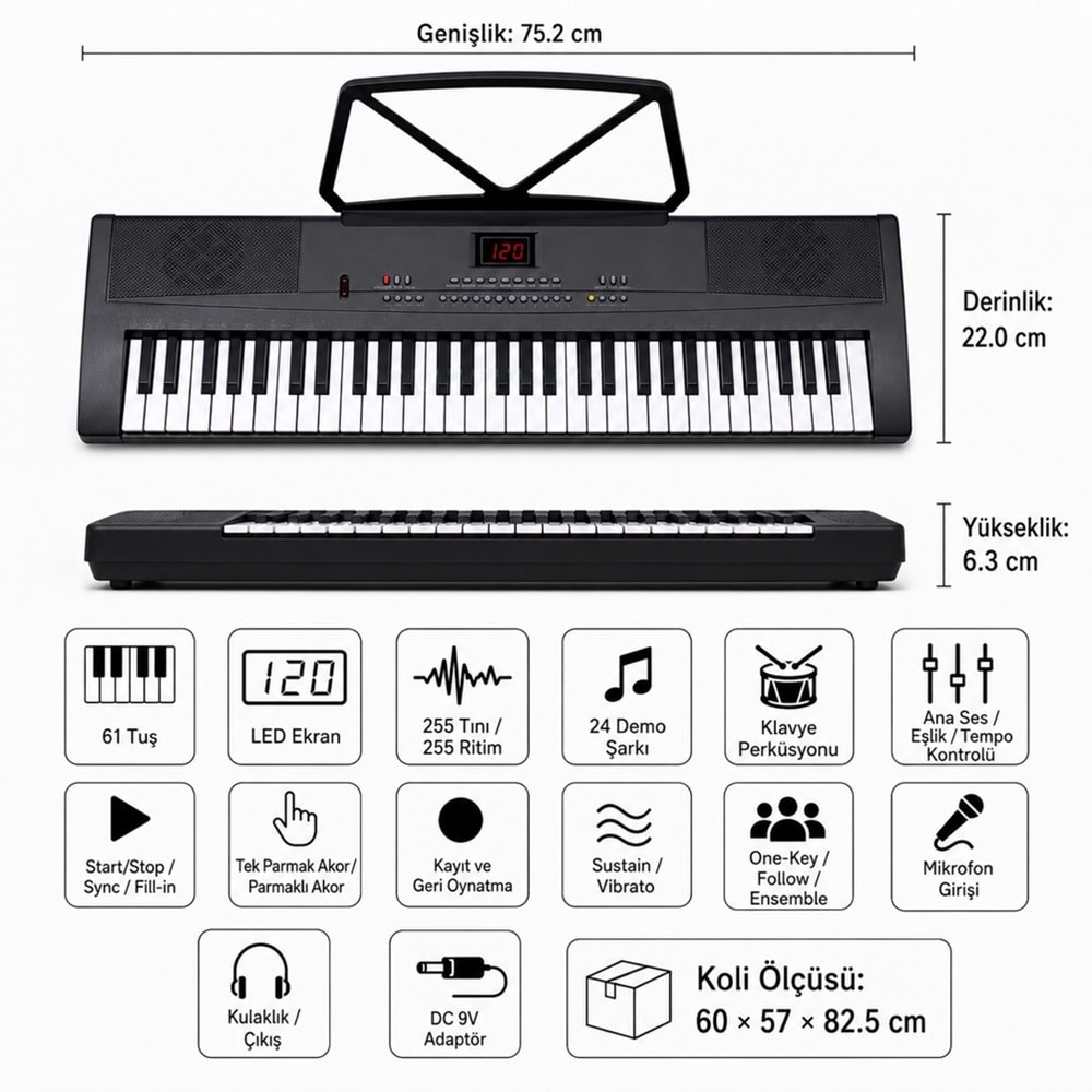MK-313 61 Tuşlu Elektronik Org