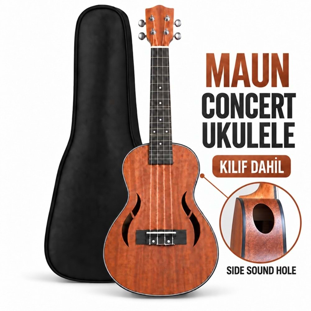 Puka 23 F-Hole Concert Maun Profesyonel Ukulele