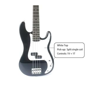 Azalea Pb Precision Electric Bass Guitar Black