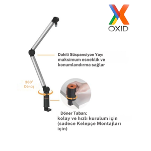 Oxid MMS-06 Gri Broadcast Stüdyo Mikrofon Standı