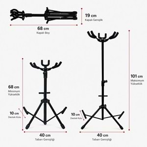 Tower Gs-33 Çoklu 3'lü (Üç) Gitar Standı Sehpası