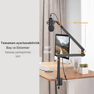 Oxid MMS-08 Broadcast Stüdyo Gaming Mikrofon Standı