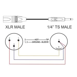 Xlr-Ts Xlr Male Ts Male Unbalanced Mic/Audio Cable