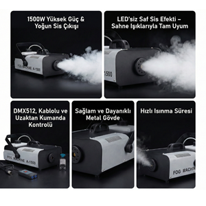 HP-FM01 Profesyonel Sis Makinesi 1500W DMX512 Destekli Sis Makinesi