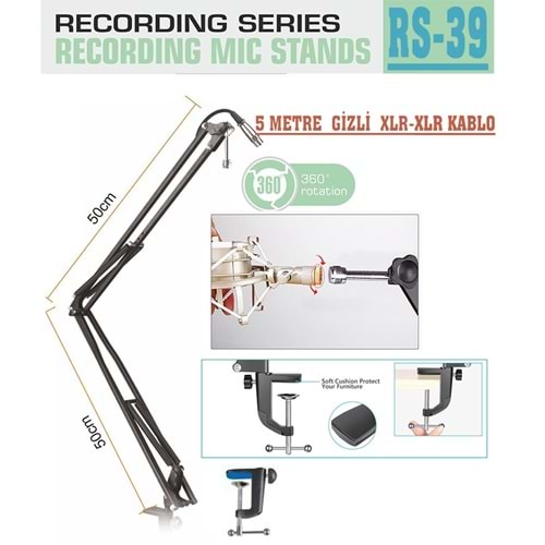 D-Stand Rs-39 50Cm Kablolu Recording Microphone Stand