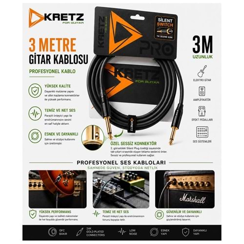 Kretz Line Kablo Ts-Ts-3 Metre (Swiçli Korumalı/Mute)