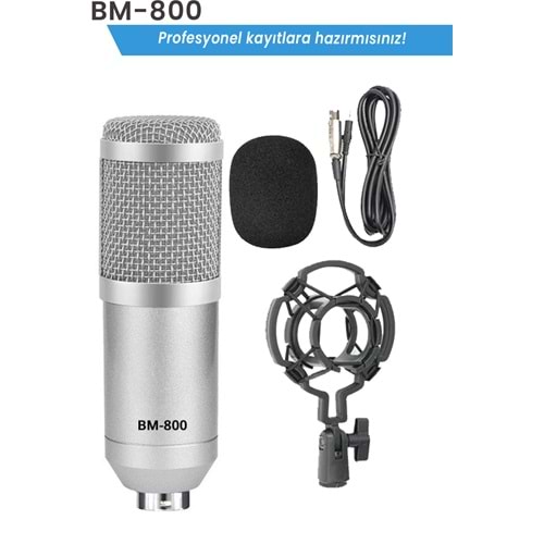 Bm800 Condenser Kayıt Youtuber Mikrofonu Gri