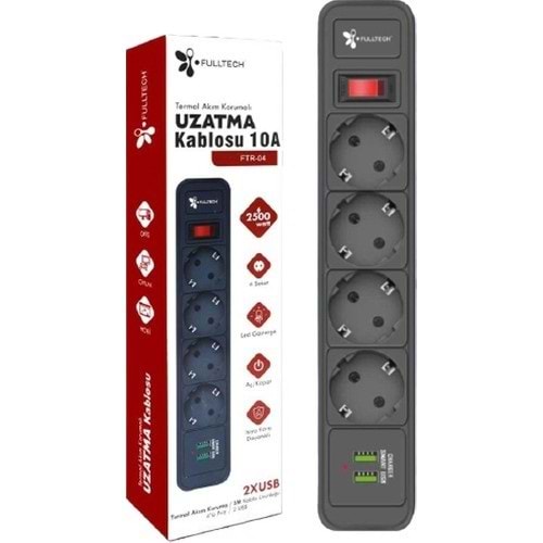 Fulltech Ftr-01 3 Priz 3 Usb 2500 Watt Akım Korumalı Uzatma Priz
