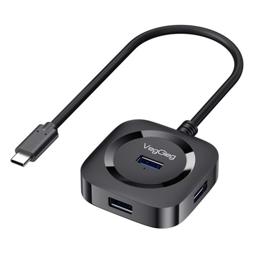 VegGieg 4 Portlu Type-C to USB 3.0 Çoklayıcı Hub Siyah, Type-C üzerinden bilgisayarınıza 4 adet USB 3.0 bağlantı noktası ekler. Bu sayede klavye, mouse, USB bellek ve HDD gibi USB cihazlarını aynı anda kullanmanıza olanak tanır. Micro USB (5V2A) dest