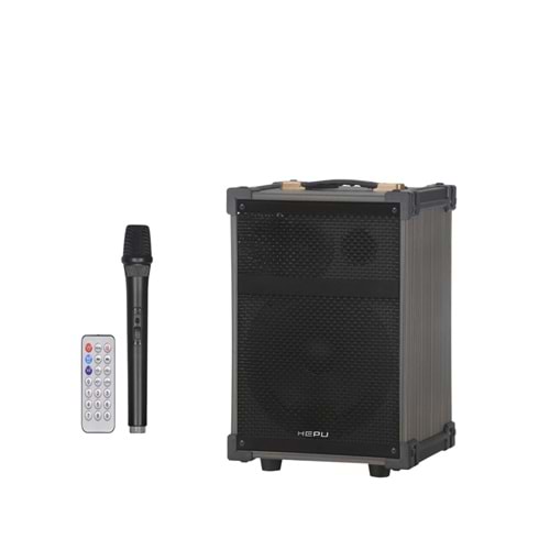 Hepu HP903 Partybox Bluetooth Hoparlör 8” 40W Kablosuz Mikrofon Kumanda TWS Destekli Taşınabilir Ses Sistemi