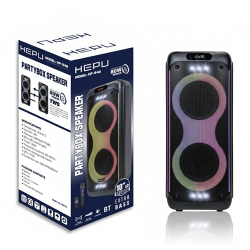 Hepu HP940 Taşınabilir Şarjlı Bluetooth Hoparlör 10*2 İnç Süper Bass 80w Kablosuz Mikrofonlu Ses Sistemi
