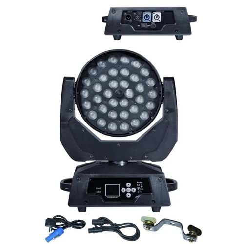 D-Light Zoom Wash 36x10W Moving Head Boyama Sahne Işık 16 Kanal DMX Kontrol