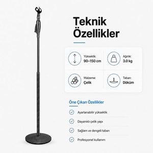 Tower MS-007 Solist Ayarlanabilir Mikrofon Standı