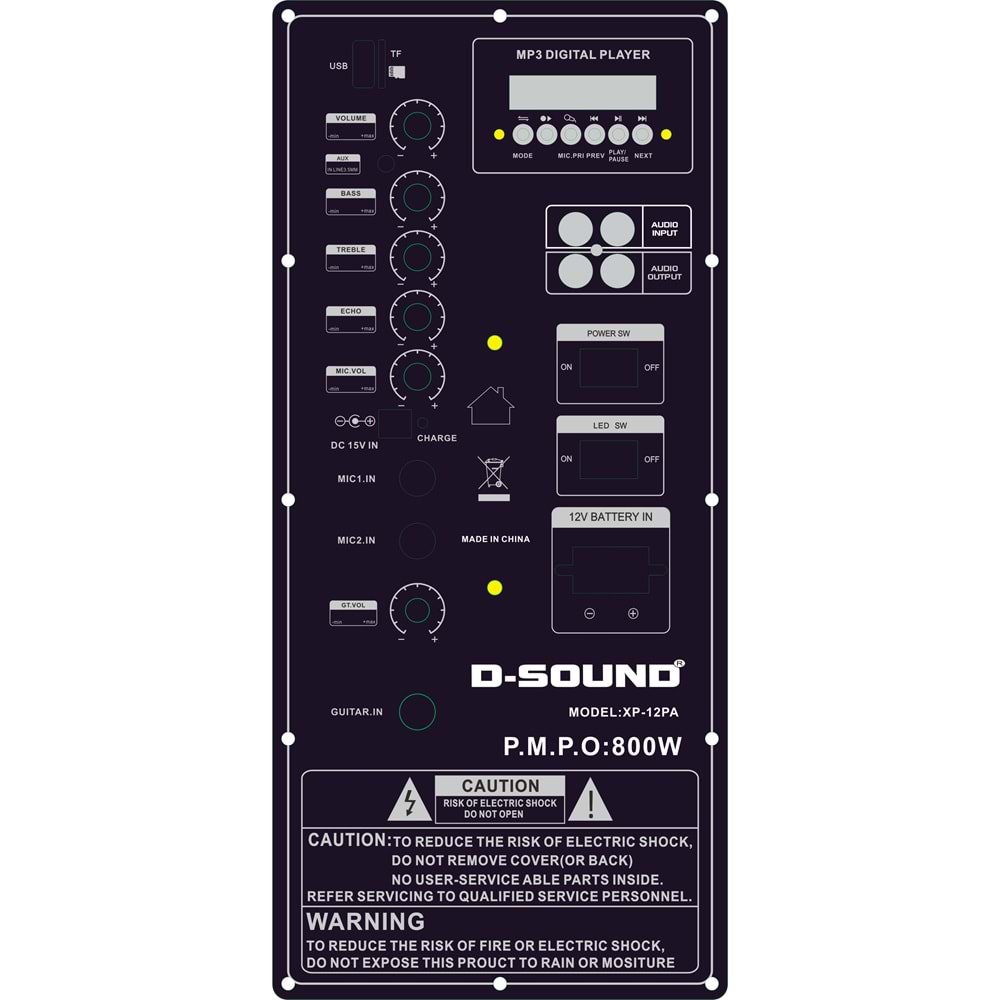 D-Sound Xp-12Pa Taşınabilir Şarjlı Hoparlör