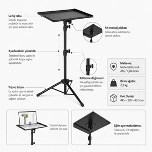 Tower LTS-500 Pro Laptop ve Projektör Tripod Standı