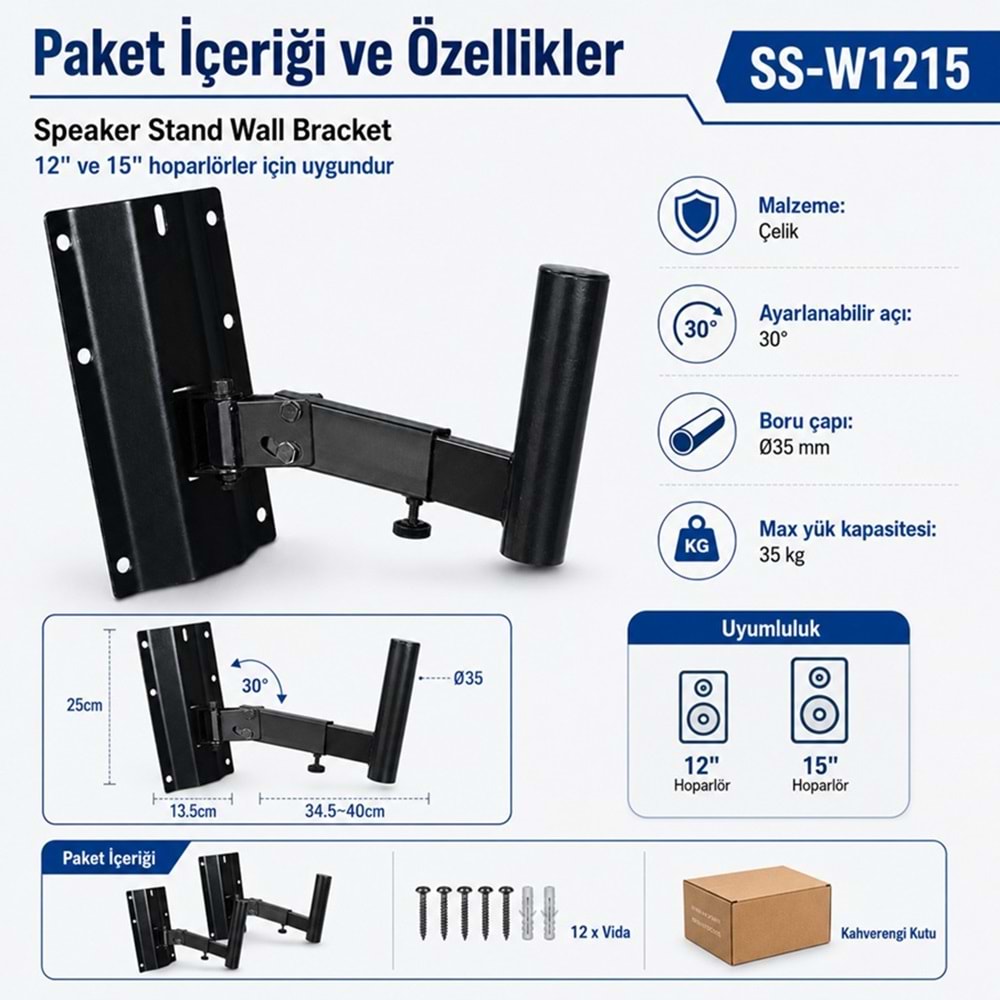 D-Stand SS-WX 1215 Duvar Kabin Sehpası