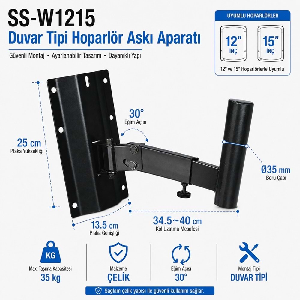 D-Stand SS-WX 1215 Duvar Kabin Sehpası