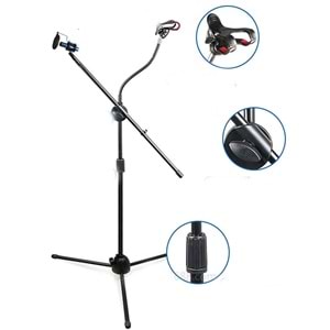 4B Mikrofon Sehpası ve Telefon Tutacağı ve Pop Filter ve Shockmount