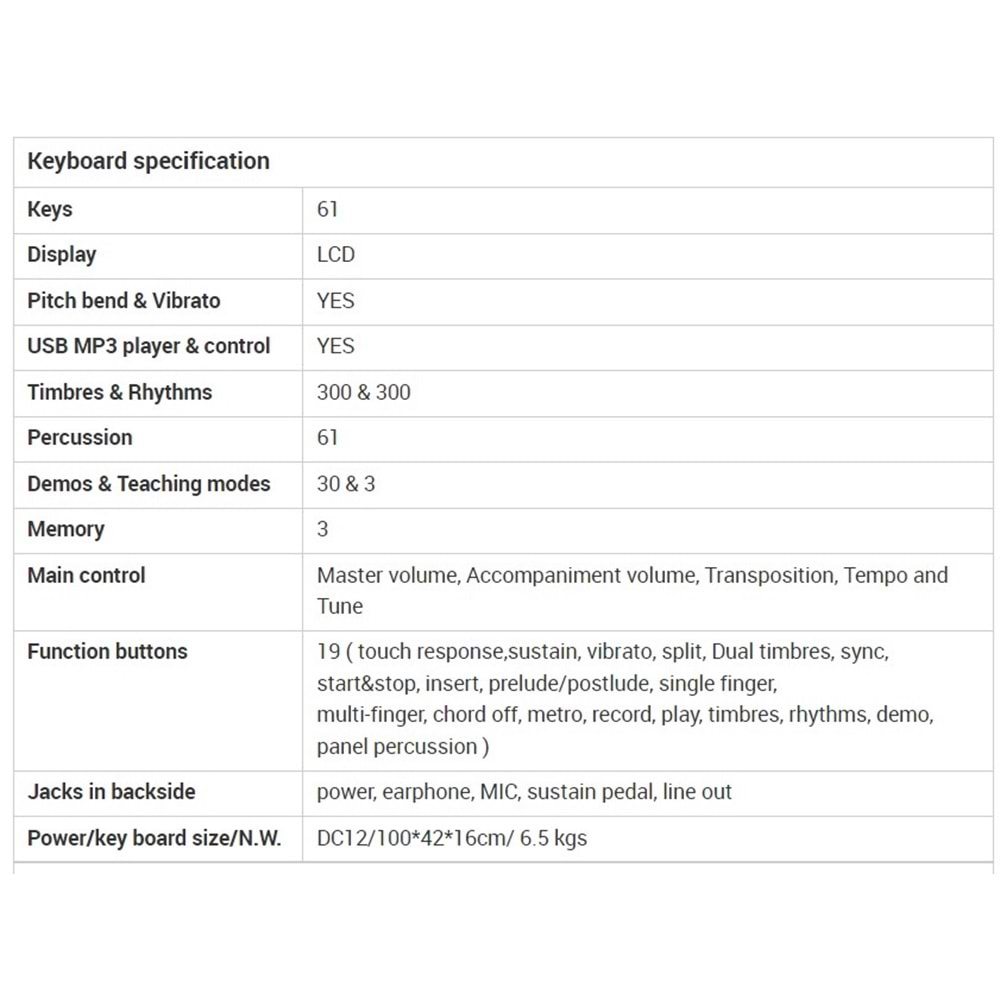 Ym-758 61 Tuş Hassasiyetli Org