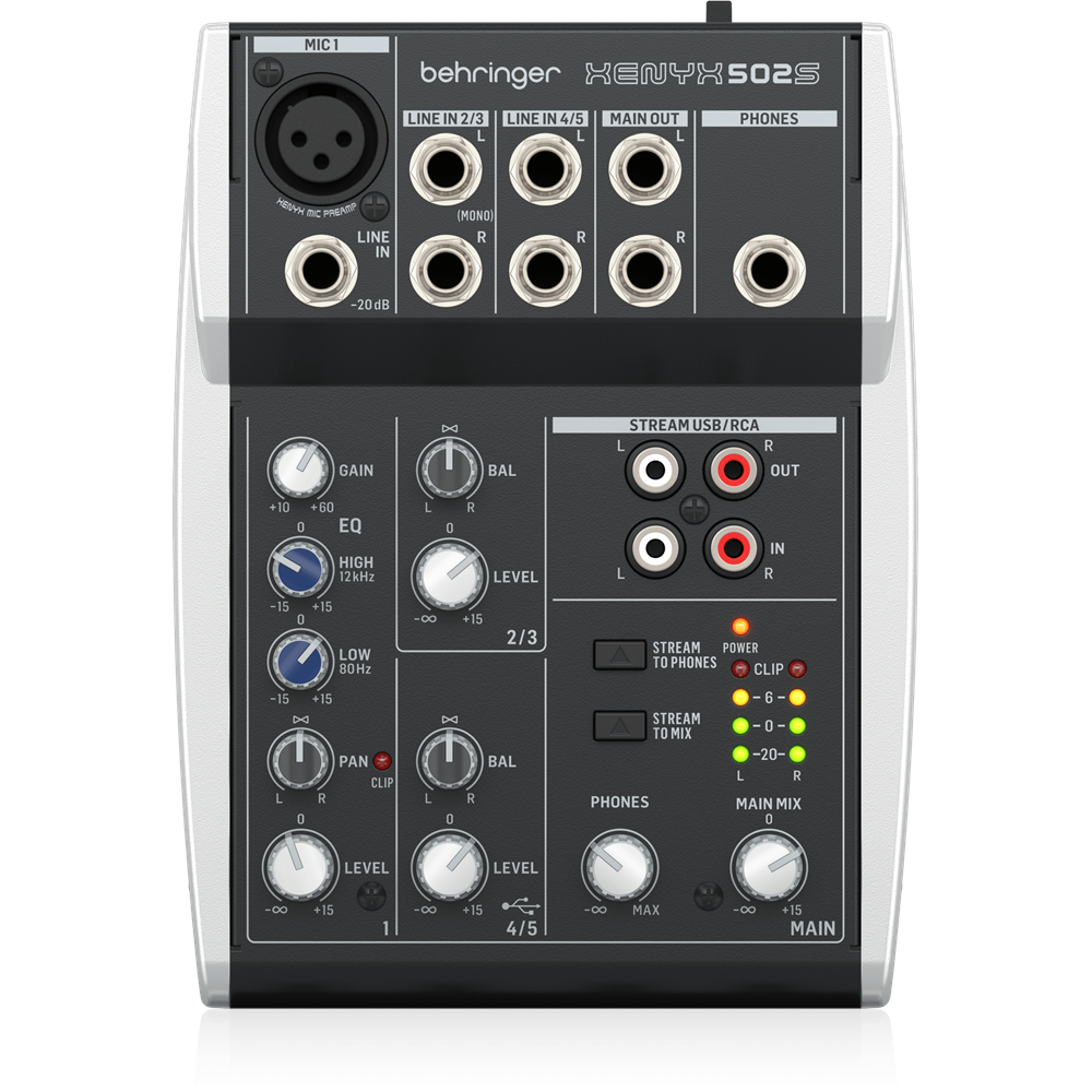 Behringer XENYX 502S Premium Analog 5-Input Mixer with USB Streaming Interface