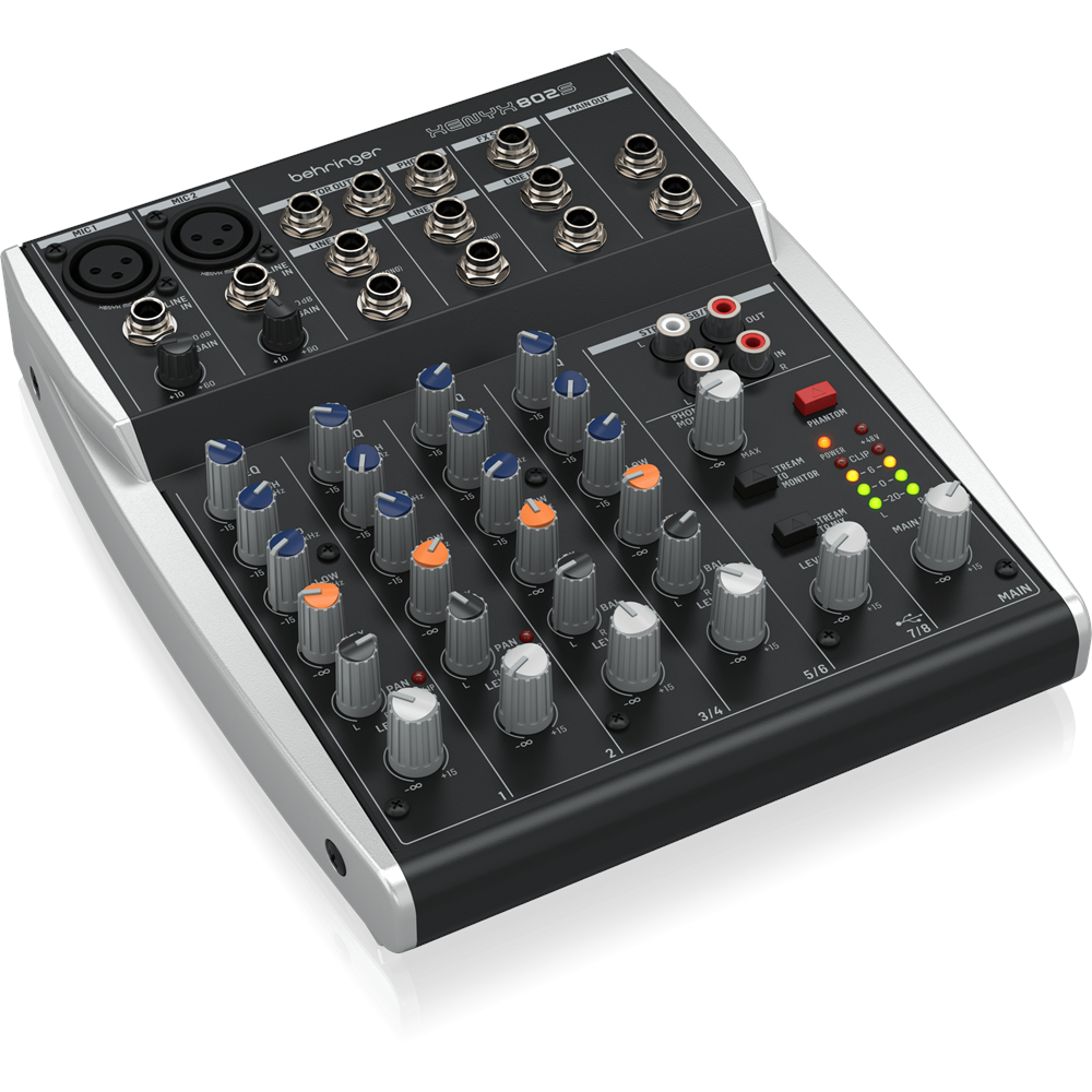 Behringer XENYX 802S Premium Analog 8-Input Mixer with USB Streaming Interface