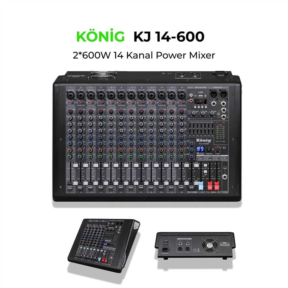 König KJ-14-600 14 Kanal Power Mikser 2*600W