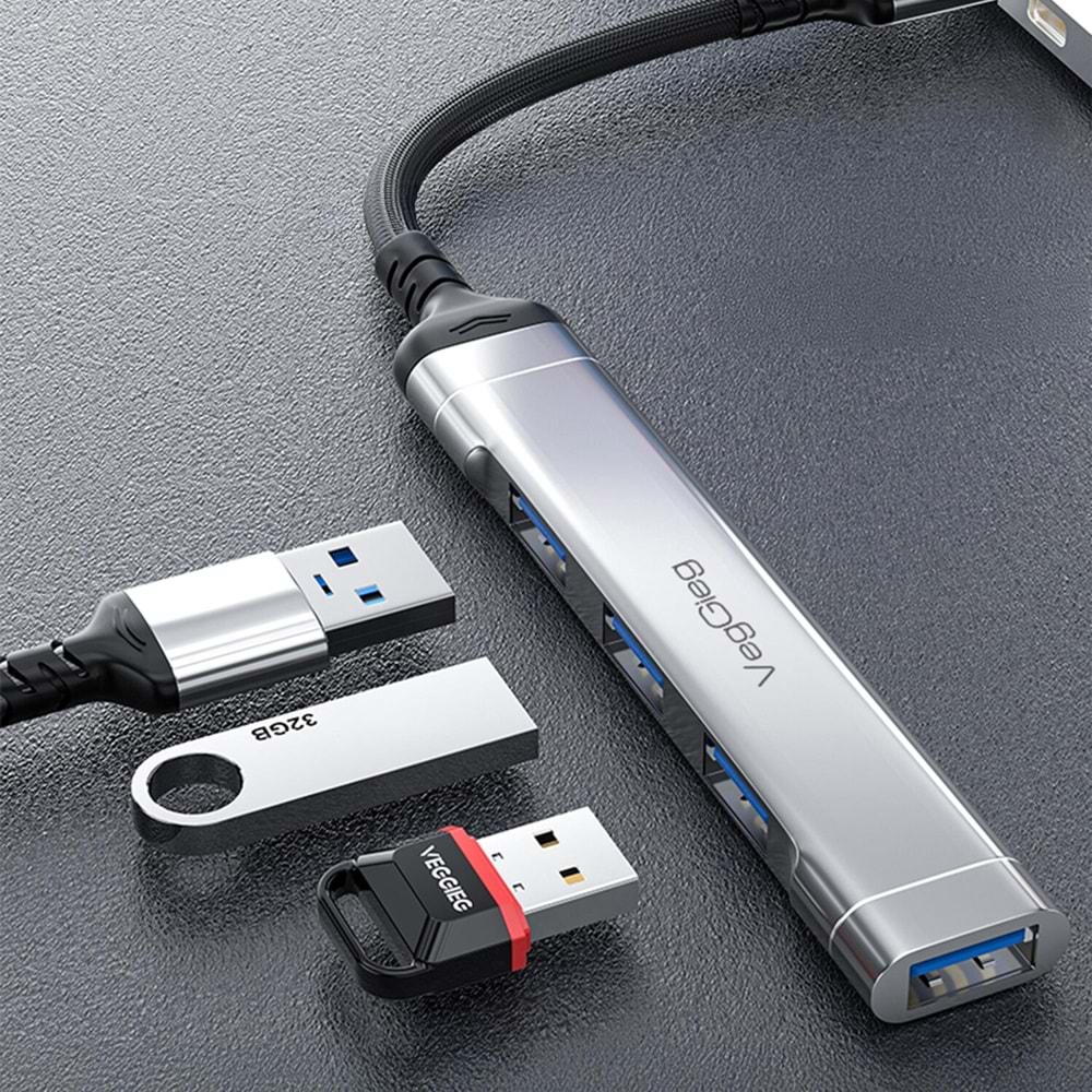 VegGieg Type-C to USB 3.0 4 Port 3*USB 2.0 ve 1*USB 3.0 Çoklayıcı Hub