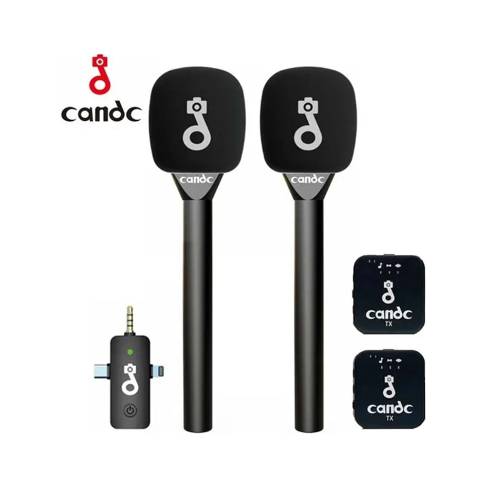 Cande DC-2V Röportaj Mobil Kamera Mikrofonu MIC 2TX-1RX